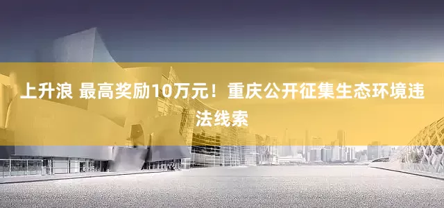 上升浪 最高奖励10万元！重庆公开征集生态环境违法线索